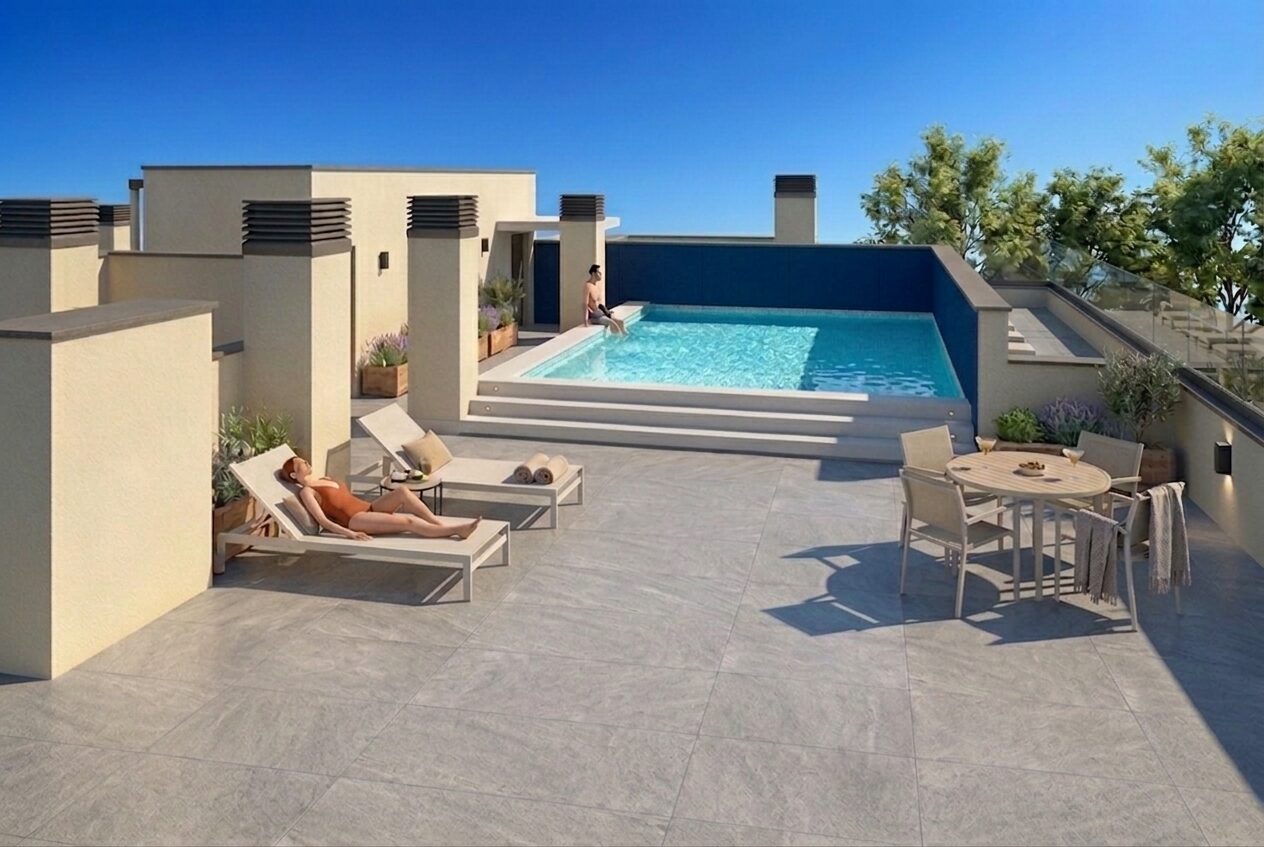 Piscine commune sur le toit