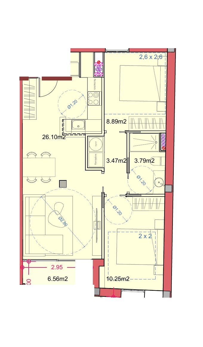 2 chambres avec terrasse