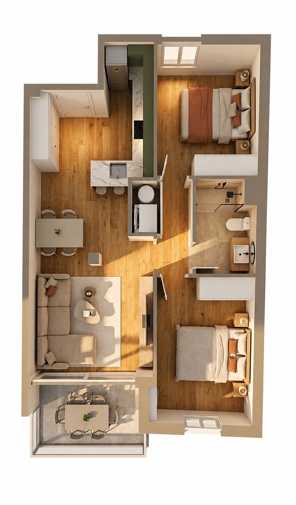 2 chambres avec terrasse