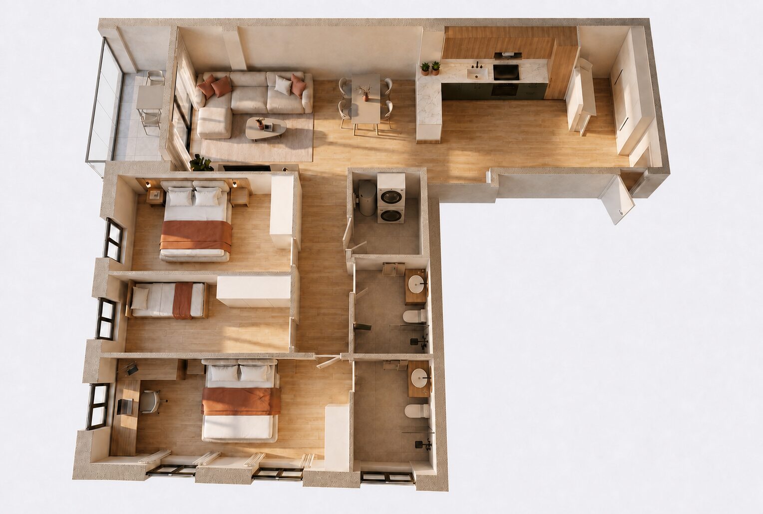 3 chambres