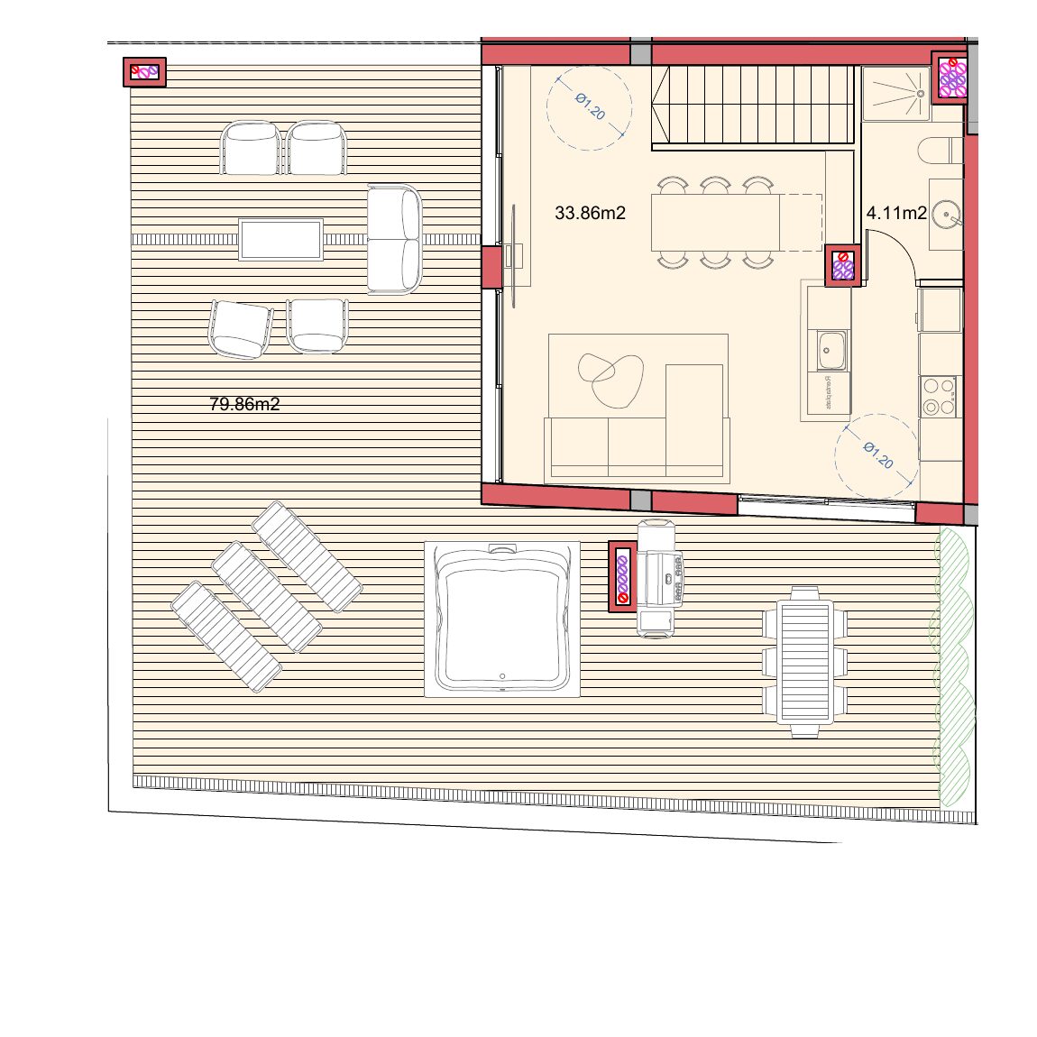 Duplex de 4 chambres avec toit-terrasse privatif