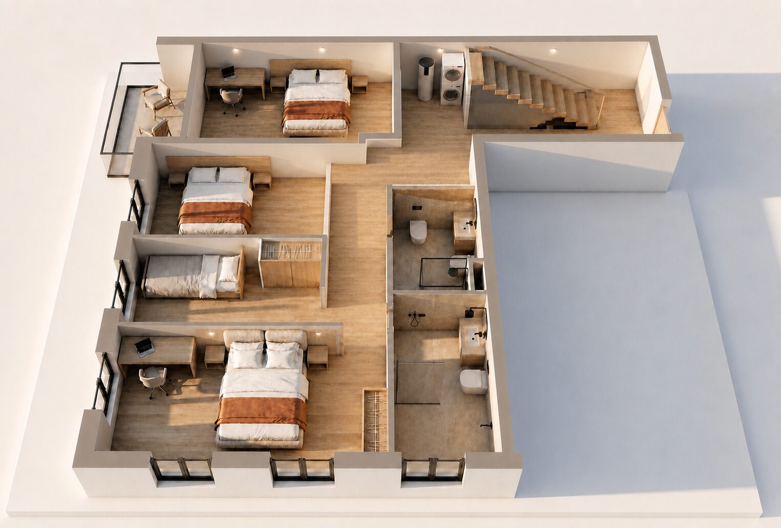 Duplex de 4 chambres avec toit-terrasse privatif
